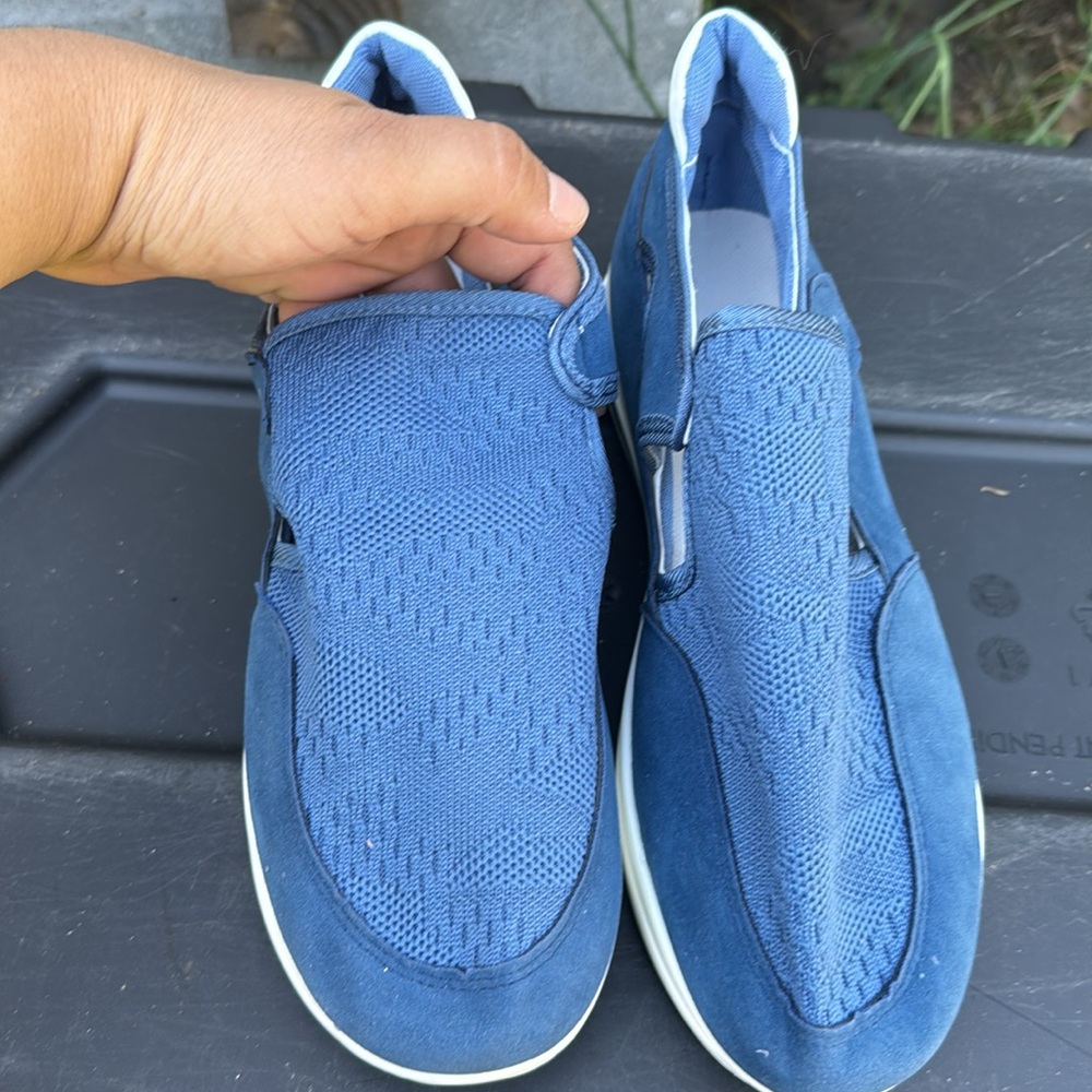 Blue Velcro strapped shoe